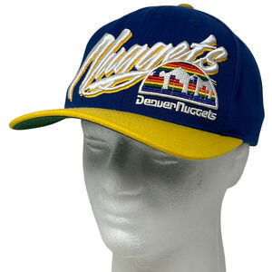 Denver Nuggets Script Wool Hat Cap Blue Mitchell & Ness Snapback 6 Panel NBA